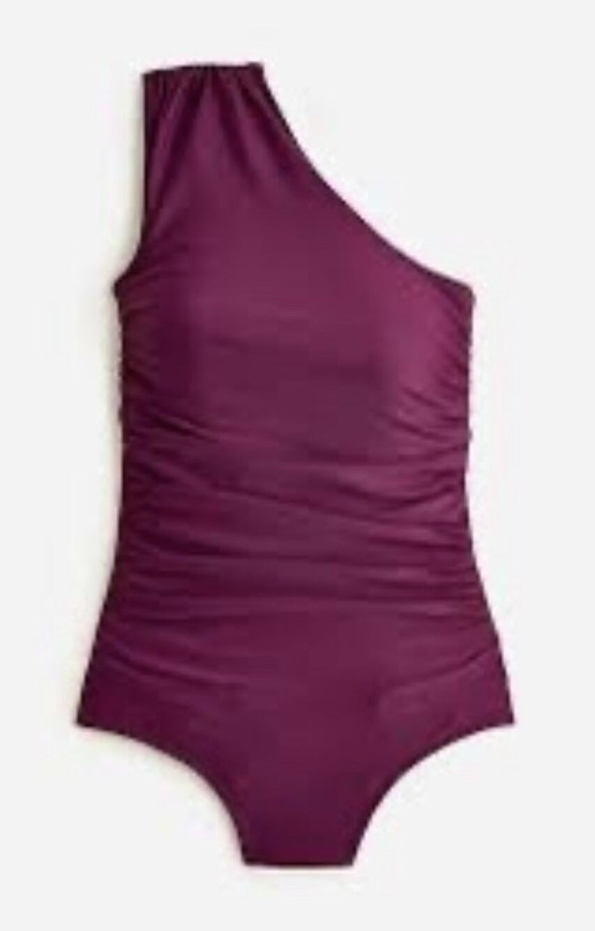 J. Crew Sleek One Shoulder Swimsuit Plus Size 22 Burgundy Wine NWT $118 Slimming